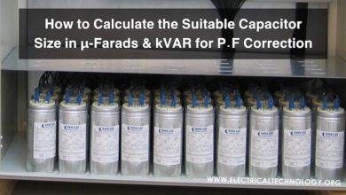 How to Calculate the Suitable Capacitor Size in µ-Farads & kVAR for P.F Improvement