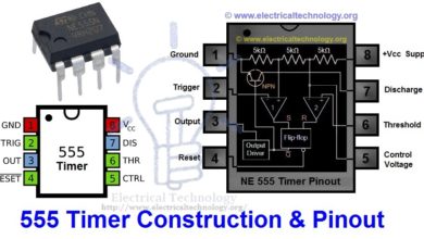 Timer 555 pinouts construction working types pinout diagram