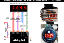 Circuit Diagram of LED Breadboard Wristwatch