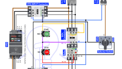 VFD Bypass DOL Starter - Power & Control Circuit Diagram